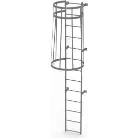 Tri Arc Mfg WLFC1113 13 Step Steel Caged Fixed Access Ladder, Gray - WLFC1113 image.