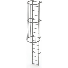 Tri Arc Mfg WLFC1116 16 Step Steel Caged Fixed Access Ladder, Gray - WLFC1116 image.