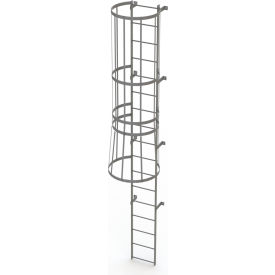 Tri Arc Mfg WLFC1117 17 Step Steel Caged Fixed Access Ladder, Gray - WLFC1117 image.