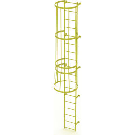 Tri Arc Mfg WLFC1118-Y 18 Step Steel Caged Fixed Access Ladder, Safety Yellow - WLFC1118-Y image.