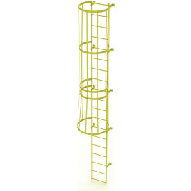 Tri Arc Mfg WLFC1119-Y 19 Step Steel Caged Fixed Access Ladder, Safety Yellow - WLFC1119-Y image.