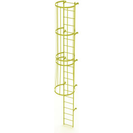Tri Arc Mfg WLFC1120-Y 20 Step Steel Caged Fixed Access Ladder, Safety Yellow - WLFC1120-Y image.