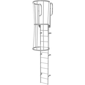 Tri Arc Mfg WLFC1212 12 Step Steel Caged Walk Through Fixed Access Ladder, Gray - WLFC1212 image.