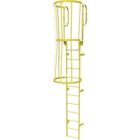 Tri Arc Mfg WLFC1212-Y 12 Step Steel Caged Walk Through Fixed Access Ladder, Yellow - WLFC1212-Y image.