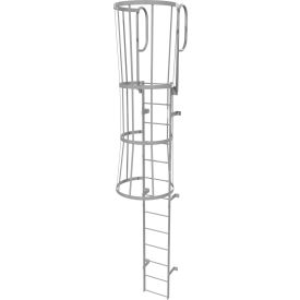 Tri Arc Mfg WLFC1213 13 Step Steel Caged Walk Through Fixed Access Ladder, Gray - WLFC1213 image.