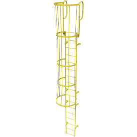 Tri Arc Mfg WLFC1217-Y 17 Step Steel Caged Walk Through Fixed Access Ladder, Yellow - WLFC1217-Y image.