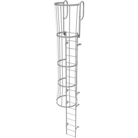 Tri Arc Mfg WLFC1217 17 Step Steel Caged Walk Through Fixed Access Ladder, Gray - WLFC1217 image.