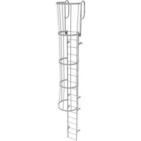 Tri Arc Mfg WLFC1218 18 Step Steel Caged Walk Through Fixed Access Ladder, Gray - WLFC1218 image.