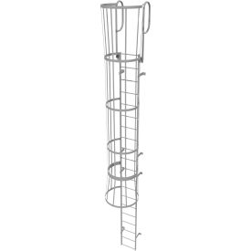 Tri Arc Mfg WLFC1220 20 Step Steel Caged Walk Through Fixed Access Ladder, Gray - WLFC1220 image.