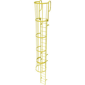 Tri Arc Mfg WLFC1221-Y 21 Step Steel Caged Walk Through Fixed Access Ladder, Safety Yellow - WLFC1221-Y image.