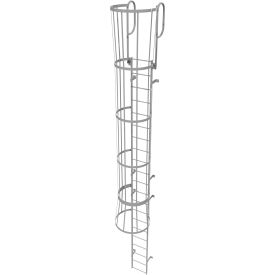 Tri Arc Mfg WLFC1221 21 Step Steel Caged Walk Through Fixed Access Ladder, Gray - WLFC1221 image.
