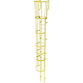 Tri Arc Mfg WLFC1223-Y 23 Step Steel Caged Walk Through Fixed Access Ladder, Safety Yellow - WLFC1223-Y image.