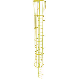 Tri Arc Mfg WLFC1224-Y 24 Step Steel Caged Walk Through Fixed Access Ladder, Safety Yellow - WLFC1224-Y image.