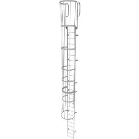 Tri Arc Mfg WLFC1225 25 Step Steel Caged Walk Through Fixed Access Ladder, Gray - WLFC1225 image.