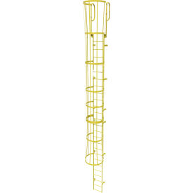 Tri Arc Mfg WLFC1226-Y 26 Step Steel Caged Walk Through Fixed Access Ladder, Safety Yellow - WLFC1226-Y image.