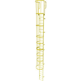 Tri Arc Mfg WLFC1227-Y 27 Step Steel Caged Walk Through Fixed Access Ladder, Safety Yellow - WLFC1227-Y image.