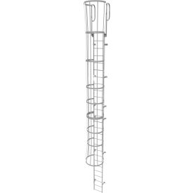 Tri Arc Mfg WLFC1227 27 Step Steel Caged Walk Through Fixed Access Ladder, Gray - WLFC1227 image.