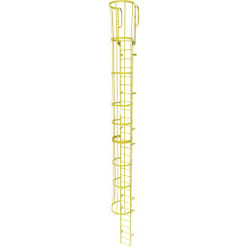 Tri Arc Mfg WLFC1229-Y 29 Step Steel Caged Walk Through Fixed Access Ladder, Safety Yellow - WLFC1229-Y image.