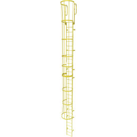 Tri Arc Mfg WLFC1230-Y 30 Step Steel Caged Walk Through Fixed Access Ladder, Safety Yellow - WLFC1230-Y image.