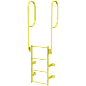 Tri Arc Mfg WLFS0204-Y 4 Step Steel Walk Through With Handrails Fixed Access Ladder, Yellow - WLFS0204-Y image.