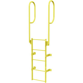 Tri Arc Mfg WLFS0205-Y 5 Step Steel Walk Through With Handrails Fixed Access Ladder, Yellow - WLFS0205-Y image.