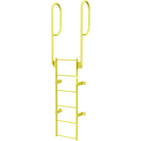 Tri Arc Mfg WLFS0206-Y 6 Step Steel Walk Through With Handrails Fixed Access Ladder, Yellow - WLFS0206-Y image.
