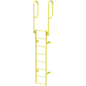 Tri Arc Mfg WLFS0208-Y 8 Step Steel Walk Through With Handrails Fixed Access Ladder, Yellow - WLFS0208-Y image.