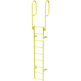 Tri Arc Mfg WLFS0209-Y 9 Step Steel Walk Through With Handrails Fixed Access Ladder, Yellow - WLFS0209-Y image.