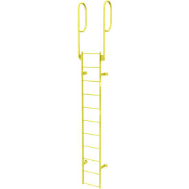 Tri Arc Mfg WLFS0211-Y 11 Step Steel Walk Through With Handrails Fixed Access Ladder, Yellow - WLFS0211-Y image.