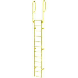 Tri Arc Mfg WLFS0212-Y 12 Step Steel Walk Through With Handrails Fixed Access Ladder, Yellow - WLFS0212-Y image.
