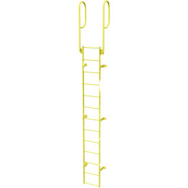 Tri Arc Mfg WLFS0213-Y 13 Step Steel Walk Through With Handrails Fixed Access Ladder, Yellow - WLFS0213-Y image.