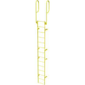 Tri Arc Mfg WLFS0214-Y 14 Step Steel Walk Through With Handrails Fixed Access Ladder, Yellow - WLFS0214-Y image.