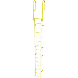 Tri Arc Mfg WLFS0215-Y 15 Step Steel Walk Through With Handrails Fixed Access Ladder, Yellow - WLFS0215-Y image.