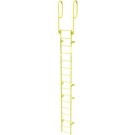 Tri Arc Mfg WLFS0216-Y 16 Step Steel Walk Through With Handrails Fixed Access Ladder, Yellow - WLFS0216-Y image.