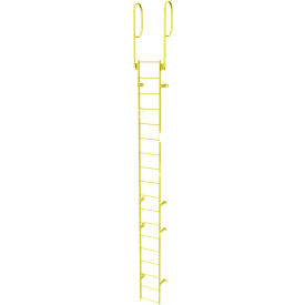 Tri Arc Mfg WLFS0218-Y 18 Step Steel Walk Through With Handrails Fixed Access Ladder, Yellow - WLFS0218-Y image.