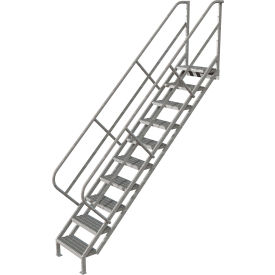 Tri Arc Mfg WISS110242 10 Step Industrial Access Stairway Ladder, Grip Strut - WISS110242 image.