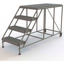 Tri Arc Mfg WLWP042448  Mobile 4 Step Steel 24"W X 48"L Work Platform Ladder Without Handrails - WLWP042448 image.