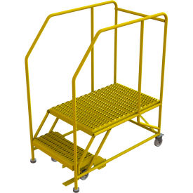 Tri Arc Mfg WLWP122436SL-Y 2 Step Mobile Work Platform 24"W x 36"L, 36" Handrails, Safety Yellow - WLWP122436SL-Y image.