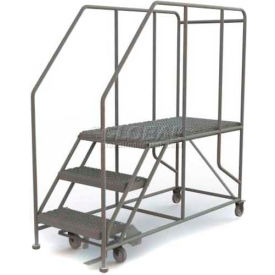 Mobile 3 Step Steel 24""W X 48""L Work Platform Ladder - 800 Lb. Capacity - WLWP132448SL