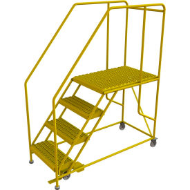 Tri Arc Mfg WLWP142436SL-Y 4 Step Mobile Work Platform 24"W x 36"L, 36" Handrails, Safety Yellow - WLWP142436SL-Y image.