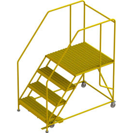 Tri Arc Mfg WLWP143636SL-Y 4 Step Mobile Work Platform 36"W x 36"L, 36" Handrails, Safety Yellow - WLWP143636SL-Y image.