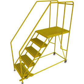 Tri Arc Mfg WLWP152436SL-Y 5 Step Mobile Work Platform 24"W x 36"L, 36" Handrails, Safety Yellow - WLWP152436SL-Y image.