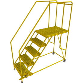 5 Step Steel Double Entry Mobile Platform 24""L x 36""W 42"" Handrails - WLWP152436SLC-Y