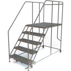 Tri Arc Mfg WLWP153648SL Mobile 5 Step Steel 36"W X 48"L Work Platform Ladder - 800 Lb. Capacity - WLWP153648SL image.