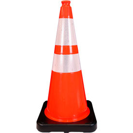 VizCon TrafFix Devices 28" Traffic Cone Reflective Black Base 10 lbs 