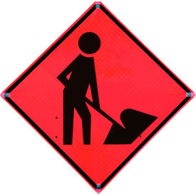 Traffix Devices Inc. 26036-EFO-HF - MWS VizCon TrafFix Devices 36" X 36" Reflective Roll-Up Vinyl Sign, Men Working Symbol image.