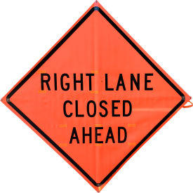 Traffix Devices Inc. 26036-EFO-HF-RLCA VizCon TrafFix Devices 36" X 36" Reflective Roll-Up Vinyl Sign, RIGHT LANE CLOSED AHEAD image.