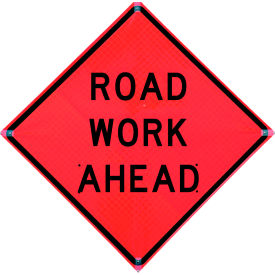 Traffix Devices Inc. 26036-EFO-HF - RWA VizCon TrafFix Devices 36" X 36" Reflective Roll-Up Vinyl Sign, ROAD WORK AHEAD image.