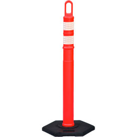 VizCon 46000 Series Looper Tube® with 12 lb. Hexagonal Base & 3"" Reflective Bands 42""H Orange