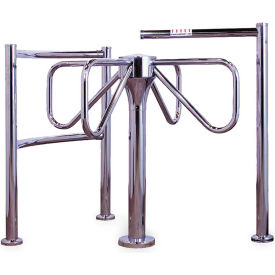 Turnstile Security Systems Inc 1000-M-CW 4-Arm Turnstile w/ Posts and Rails Clockwise Direction - Mirror Chrome image.